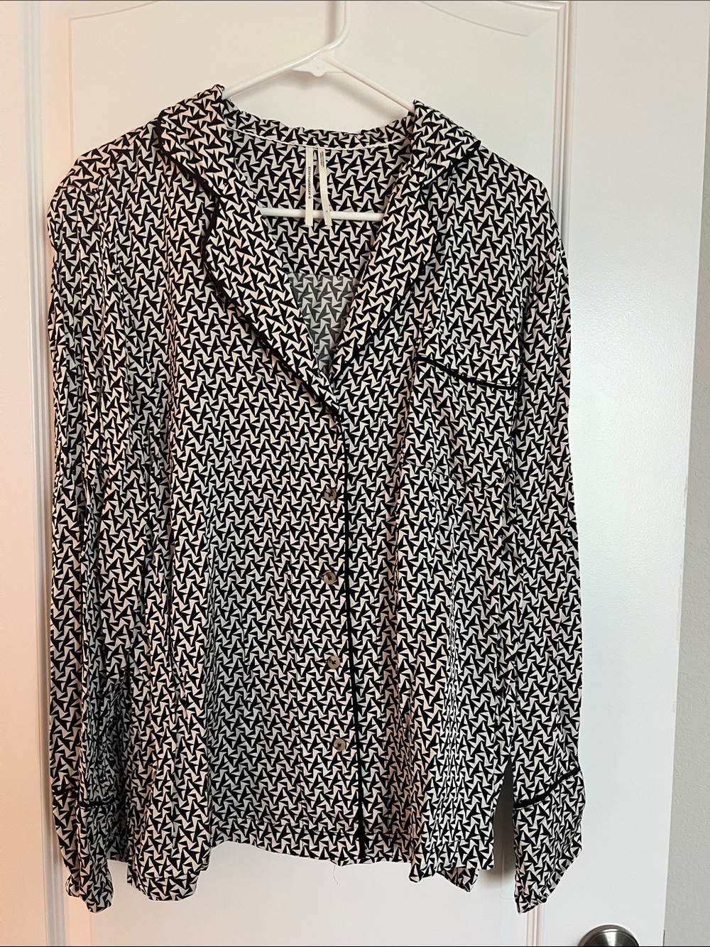 Anthropologie Black and White Geometric Button-Down Shirt